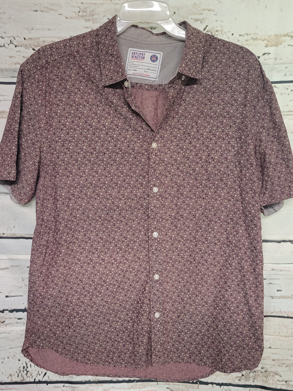 Artistry In Motion Floral Print Short Sleeve Button-Up Shirt Size Large